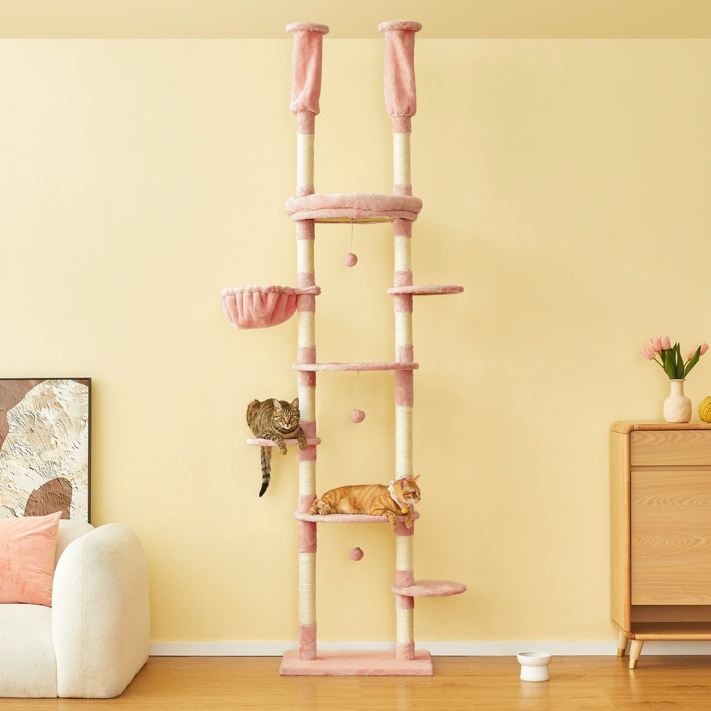 92.1"-101.6" Adjustable Multi-level Cat Tree Tower Activity Center Playing Rest.