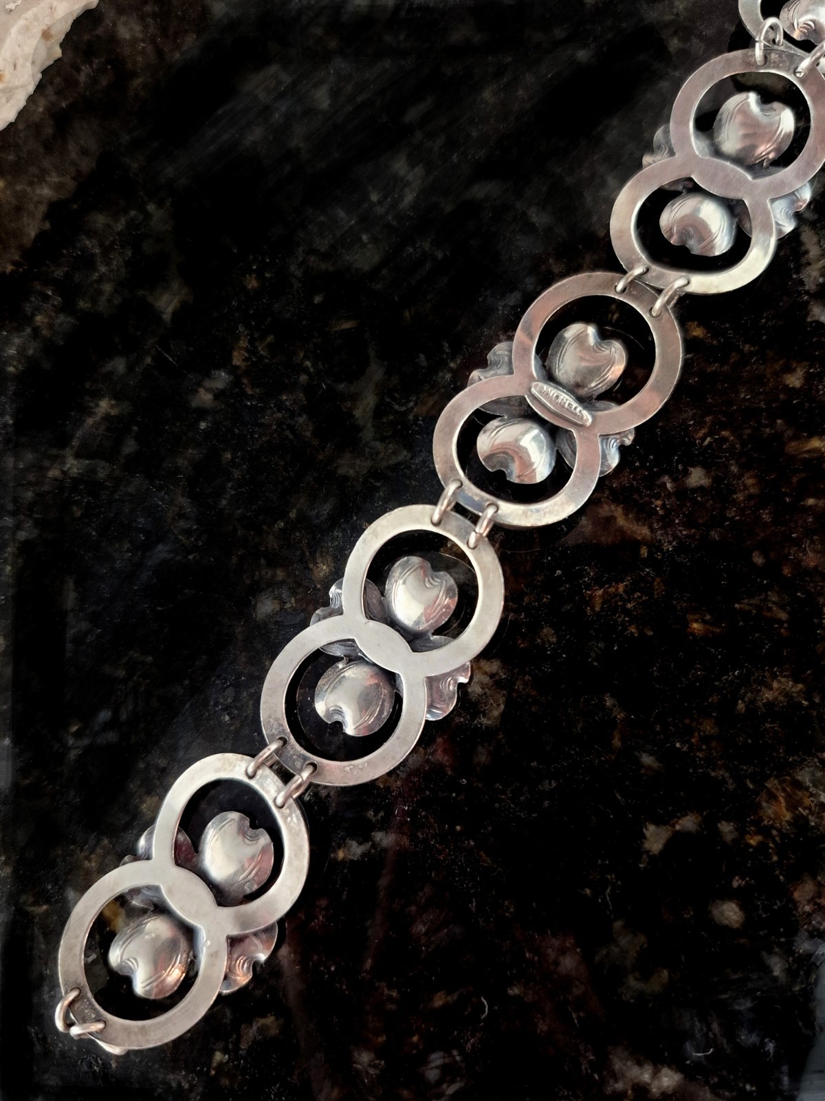 Vintage Estate Sterling Dogwood Panel Bracelet