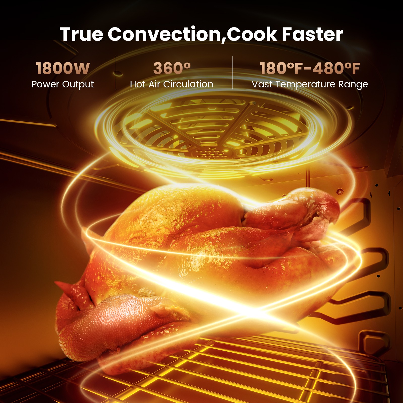 Air Fryer Toaster Oven 26Qt 10 in 1 Convection Oven Dehydrator 1800W Extra Large