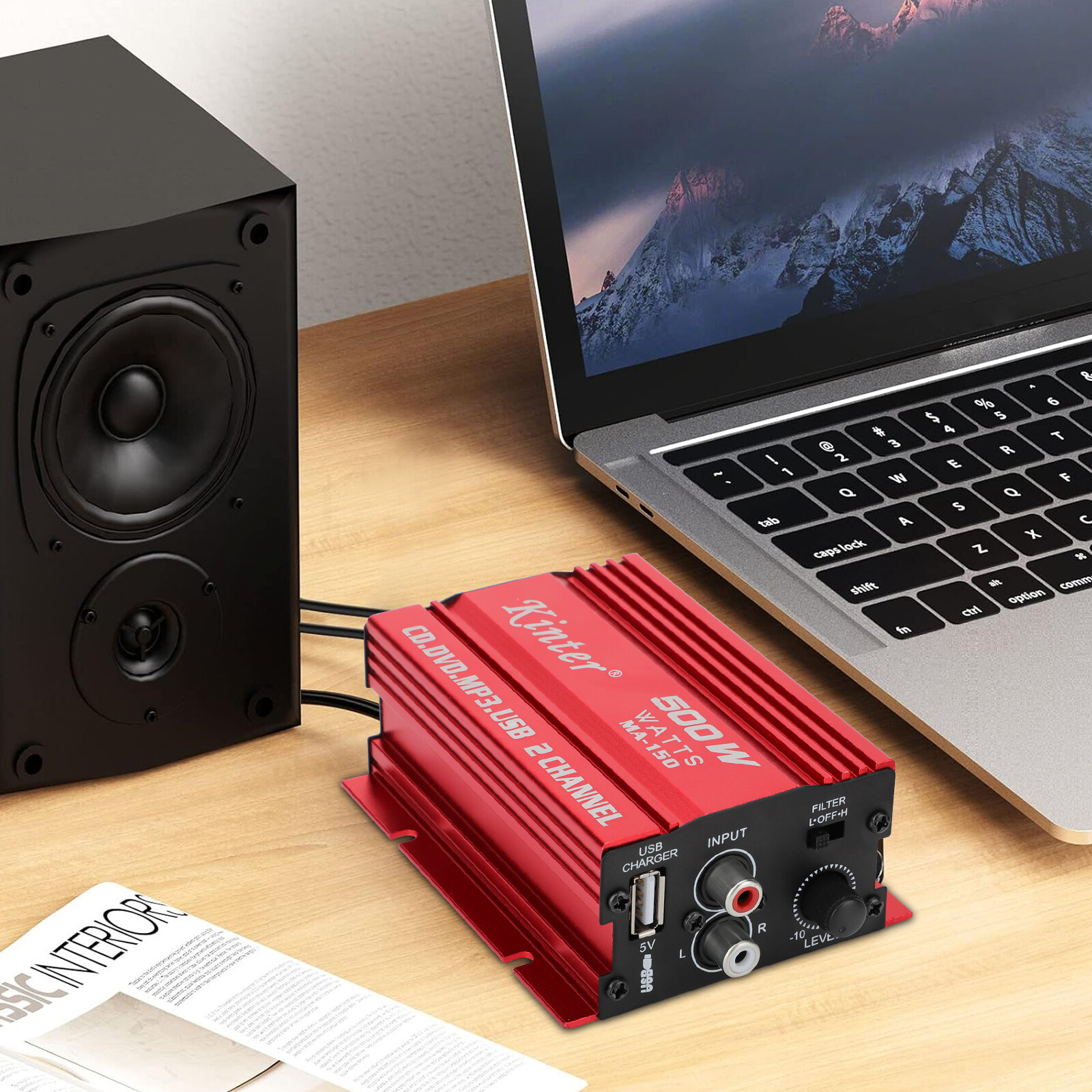 500W 12V 2 Channel Car Stereo Audio Power Amplifier HiFi Bass Amp Subwoofer Home