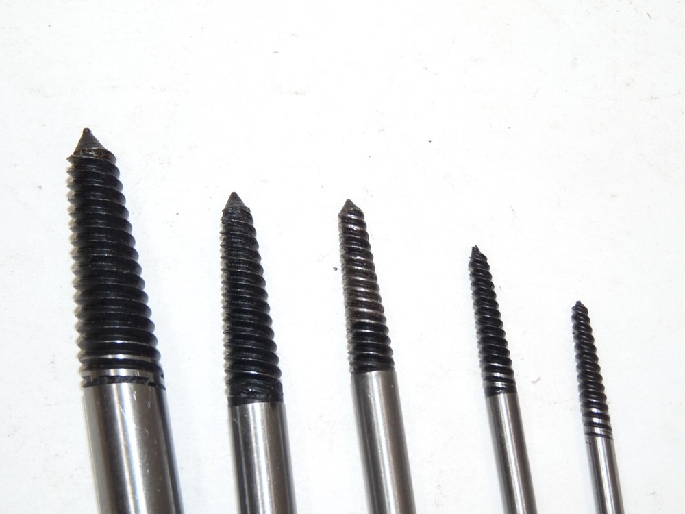 5 Unmarked Screw Extractors 1, 2, 3, 4, 5