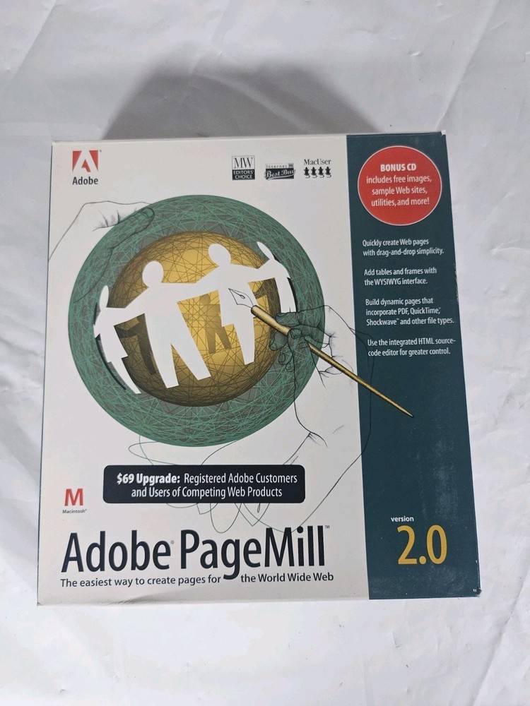 Adobe Pagemill 2.0 MAC Apple Vintage PC Software Web Design Web Page Maker 🔥