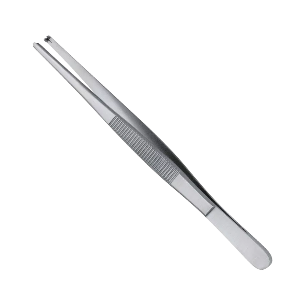 Standard Tissue Forceps, 6", Straight, 1 x 2 Teeth, English Pattern, Premium