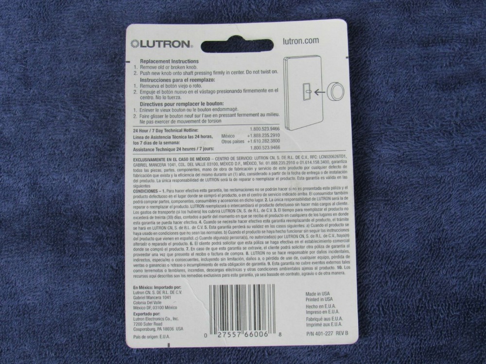 (2) White LUTRON Knobs fits volume control, fan, dimmers, etc