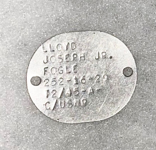 WWII Single USN Lloyd Fogle T-45 Dog Tag