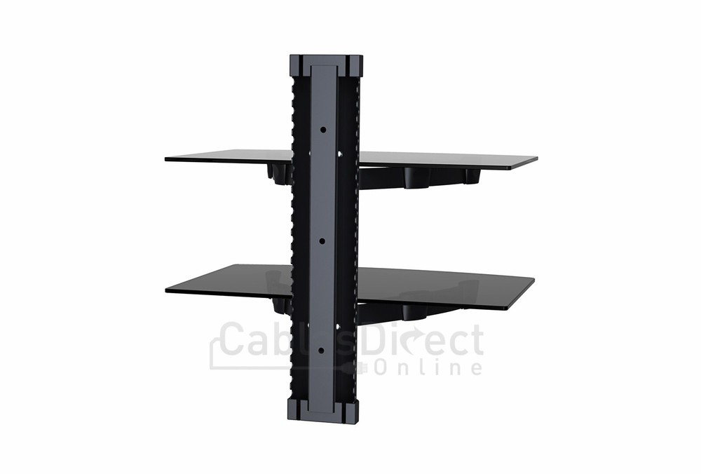 Adjustable Dual Shelf Wall Mount for TV Component Cable Box Consoles DVD Bracket