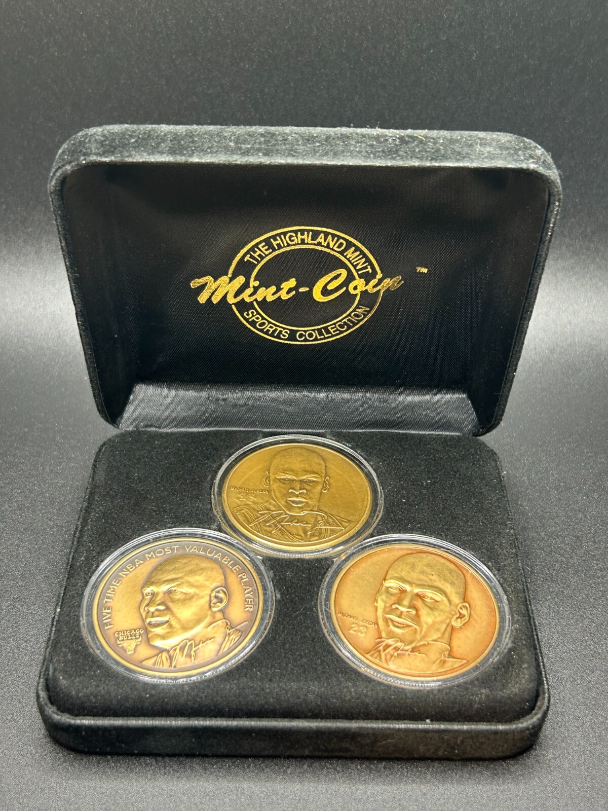 Michael Jordan 1999 Highland Mint Retired 3 Bronze Coin Set #d 4612/5000 w Bonus