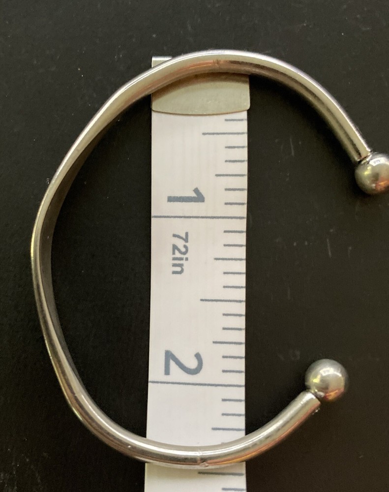 Silver Tone Wellness Cuff Bracelet Pre Owned