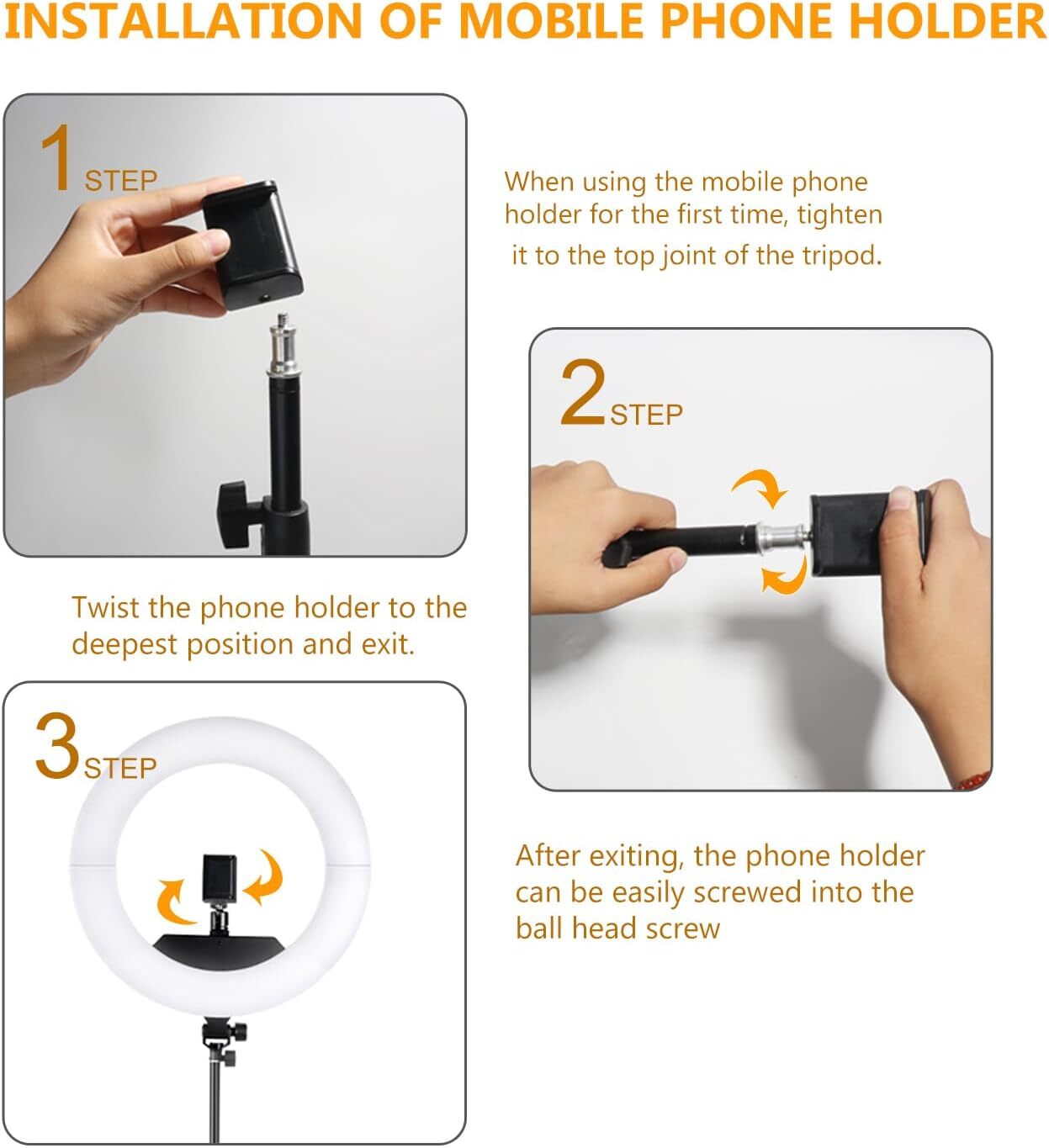 19" LED SMD Ring Light Kit with Stand Dimmable 6000K for Makeup Phone Camera