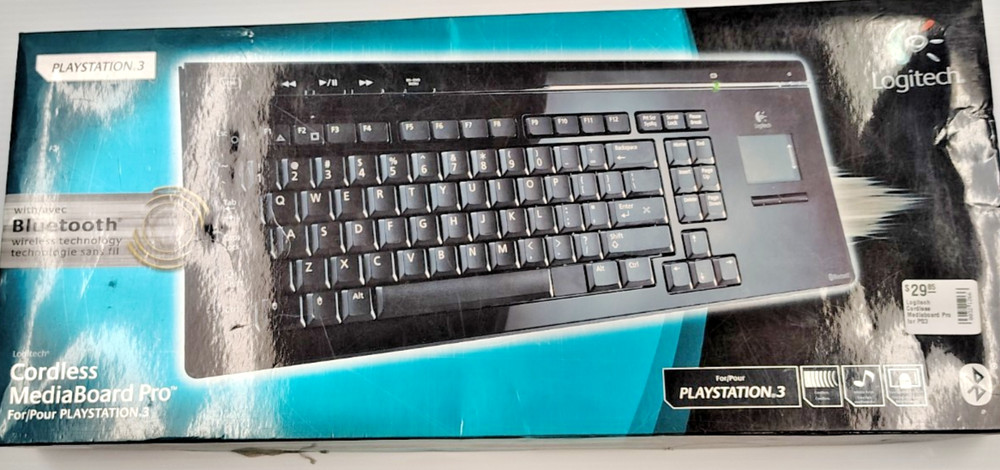Logitech Cordless MediaBoard Pro Bluetooth Keyboard for PlayStation 3  Untested