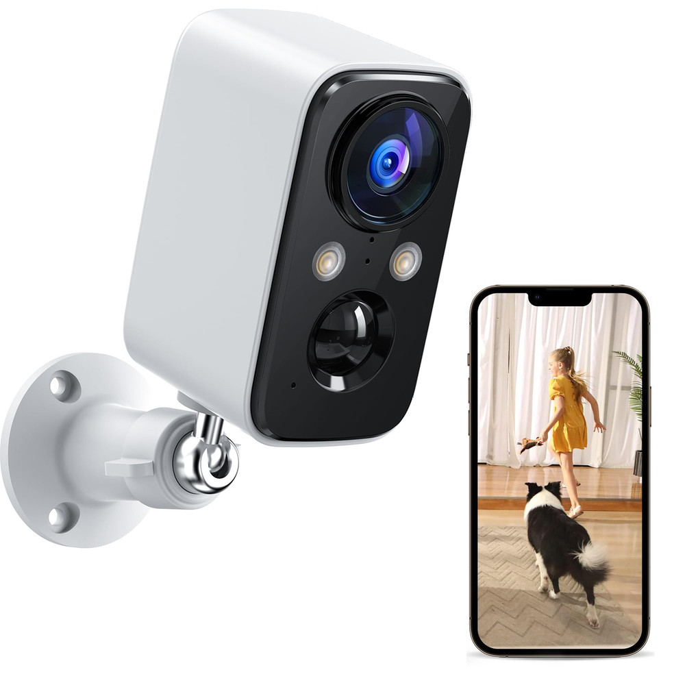 Wireless Home Security Camera 2K Battery-Powered Camera 4MP Outdoor Security Cam