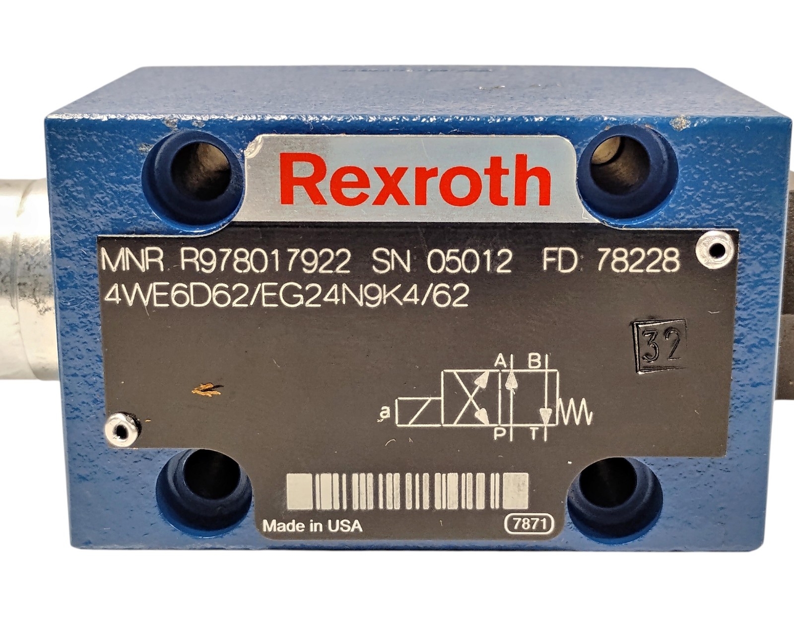 Rexroth 4WE6D62/EG24N9K4/62 Manual Hydraulic Spool Valve