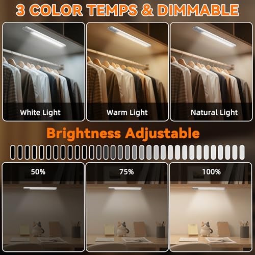 Under Cabinet Lighting Wireless, Rechargeable Motion Sensor Light 10inch-3Pack