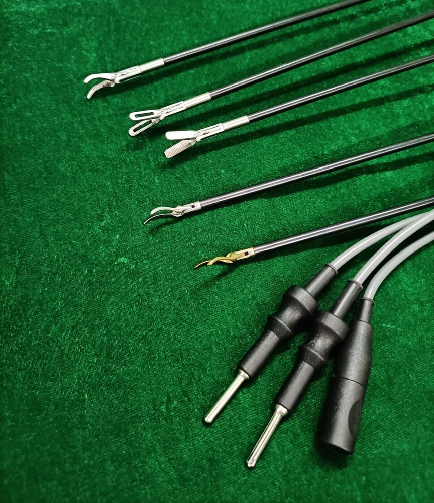 5pc Laparoscopic Bipolar Forceps & Sealer Cutter 5mmx330mm with Cable Reusable