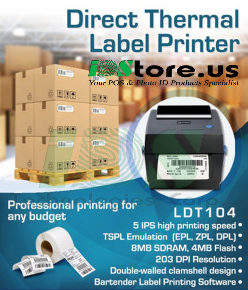 4″ Direct Thermal Label Printer (LDT114) USB TSPL-EZ Emulation TSC Zebra Datamax