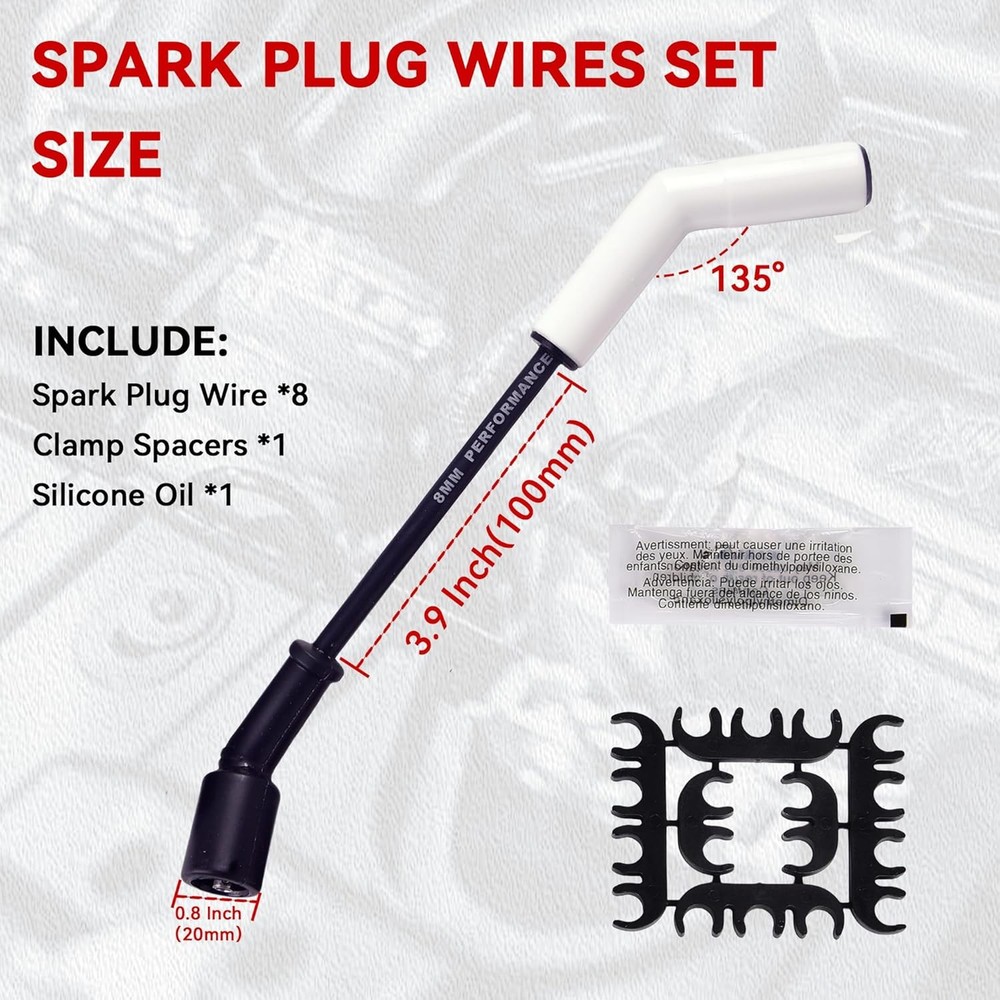 Spark Plug Wire Set Accel 9070C Extreme 9000 Ceramic Boot Compatible with LS Ter