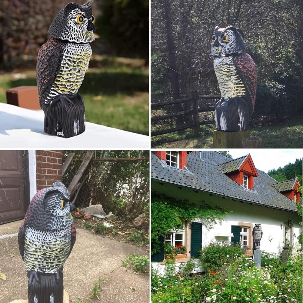 Waterproof Owl Scarecrow with Rotating Head