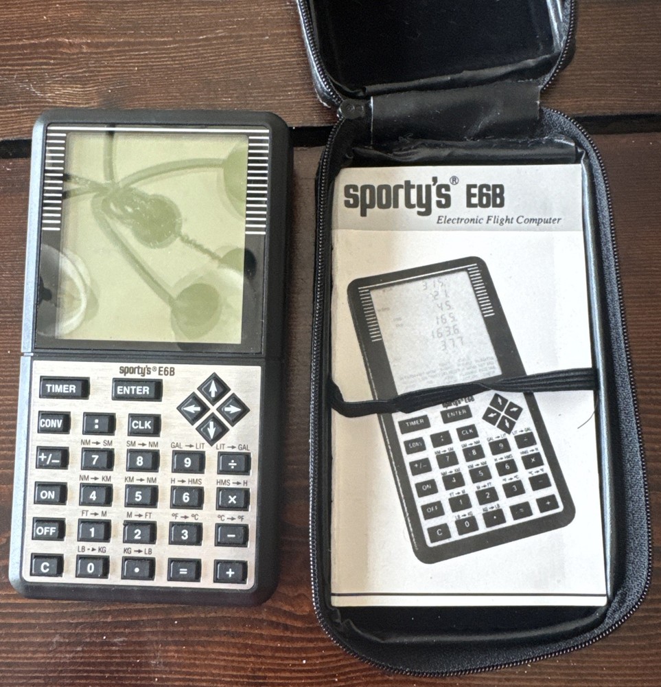 Sporty's E6B Electronic Flight Computer w/ Case & Manual Tested Working