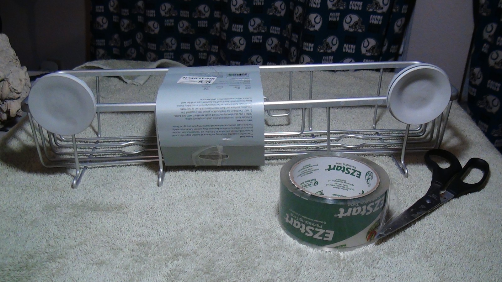 Design Rustproof Suction Shower Bathroom Basket Aluminum Silver 18"