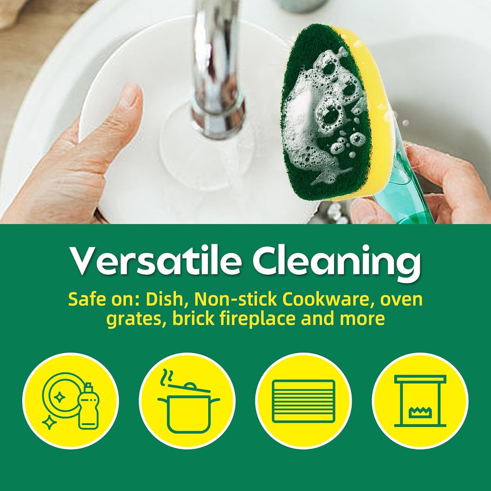 Non Scratch Dishwand Refills 6 Pack, Non-Scratch Replacement Sponge Heads for...