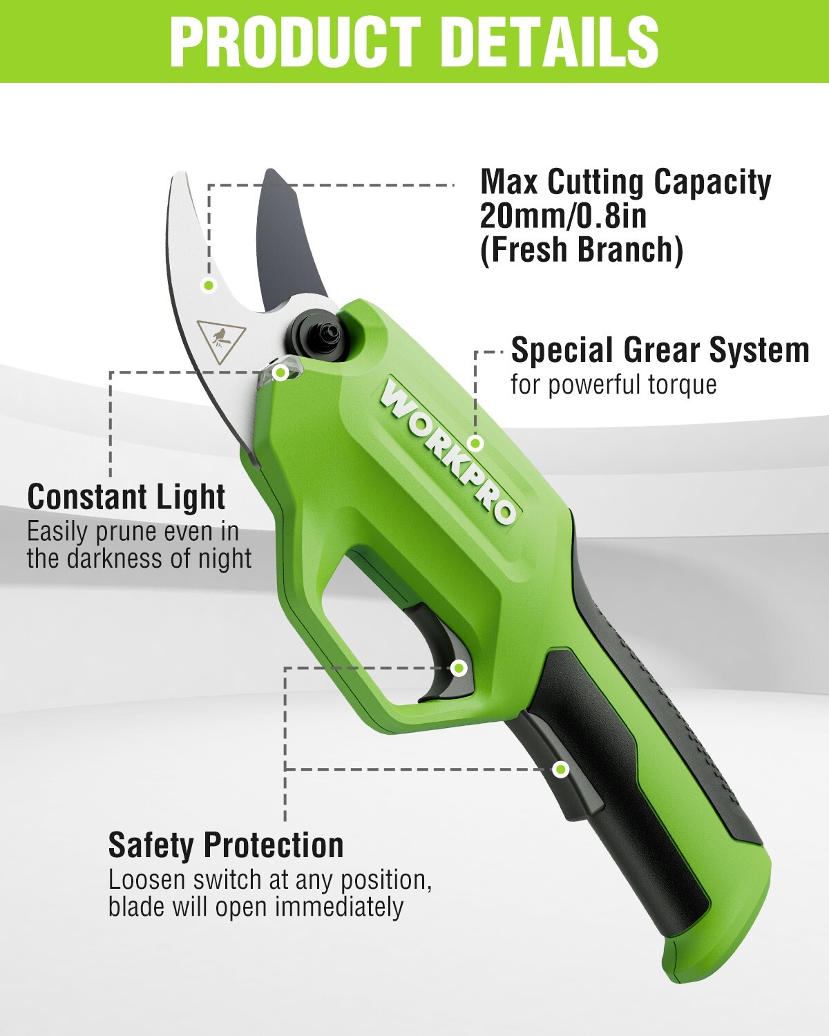 7.2V Battery Powered Electric Pruning Shear Cordless Tree Pruner Garden Scissors