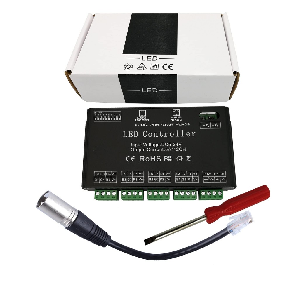 GIDERWEL 12 Channel DMX Decoder RGB LED Controller 60A PWM DMX512 Dimmer Driv...