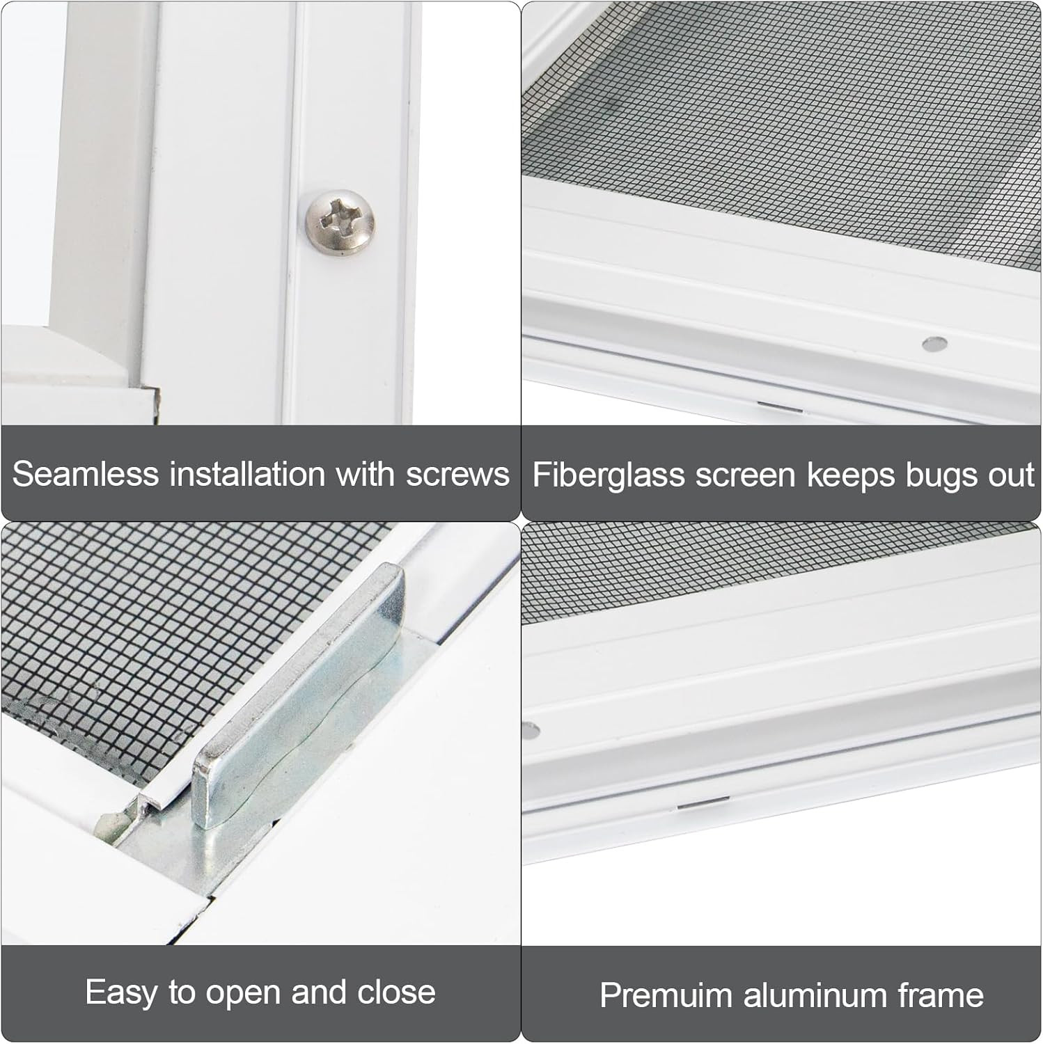 24" X 36" Shed Windows with Tempered Glass and Fiberglass Screen, 2 Pack Small S