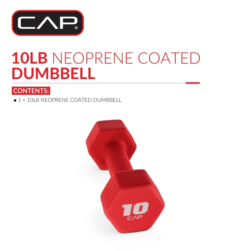CAP, 10lb Neoprene Dumbbell, Red, Single