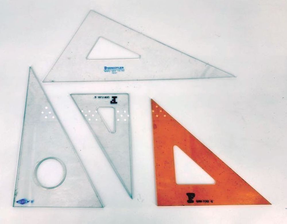 Set of Drafting Tools - Stencils, Plasticoid Protractors, Triangles, Curves
