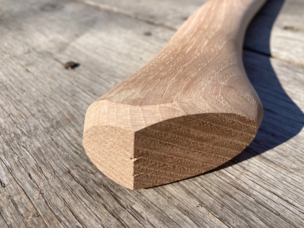 28" Curved Single Bit Hickory Axe Handle. Plain Sanded Amish Made in USA