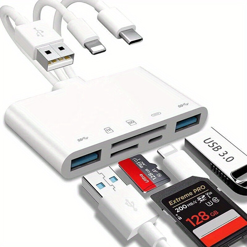 5in1 Memory Card Reader USB OTG Adapter foriPhone/iPad/MacBook/Samsung Plug Play