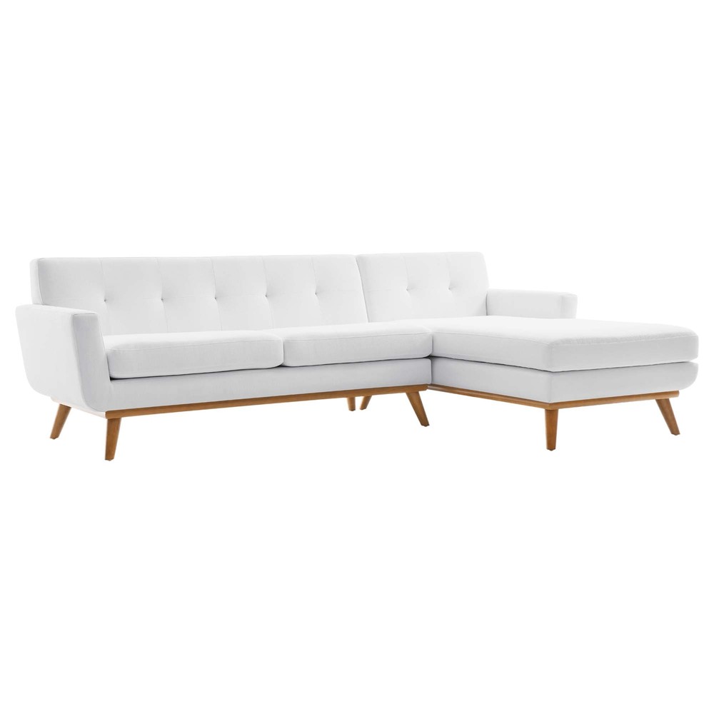 Modway Mid-Century Modern Upholstered Right-Facing Sectional Sofa in White