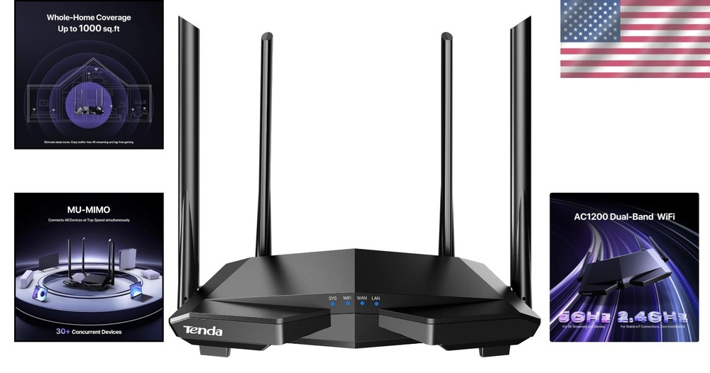 Advanced AC1200 WiFi Router - Smart App, Parental Controls & Extensive Coverage