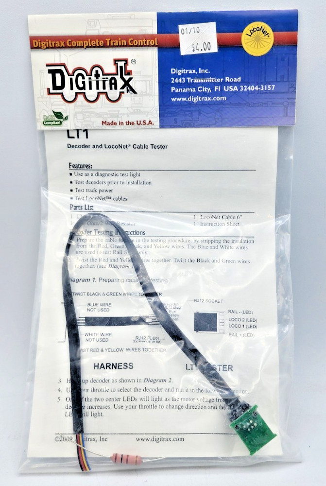 Digitrax LT1 Decoder and Loconet cable tester For Digital Model Railways - NEW