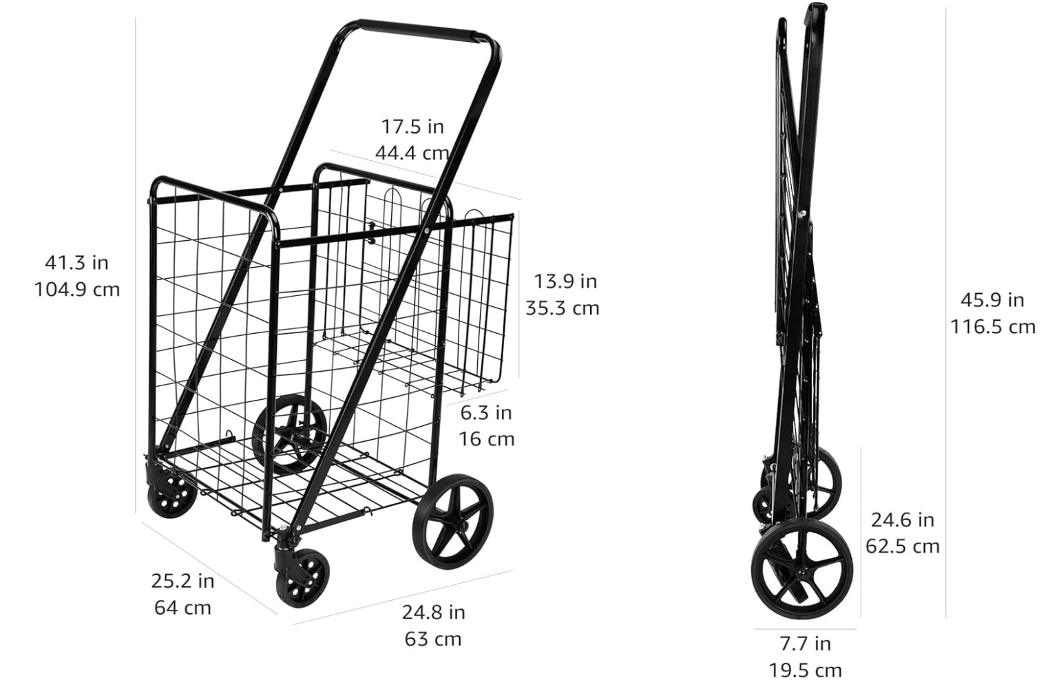 Jumbo TL32734 Swivel Wheels Folding Shopping Cart - Free Shipping