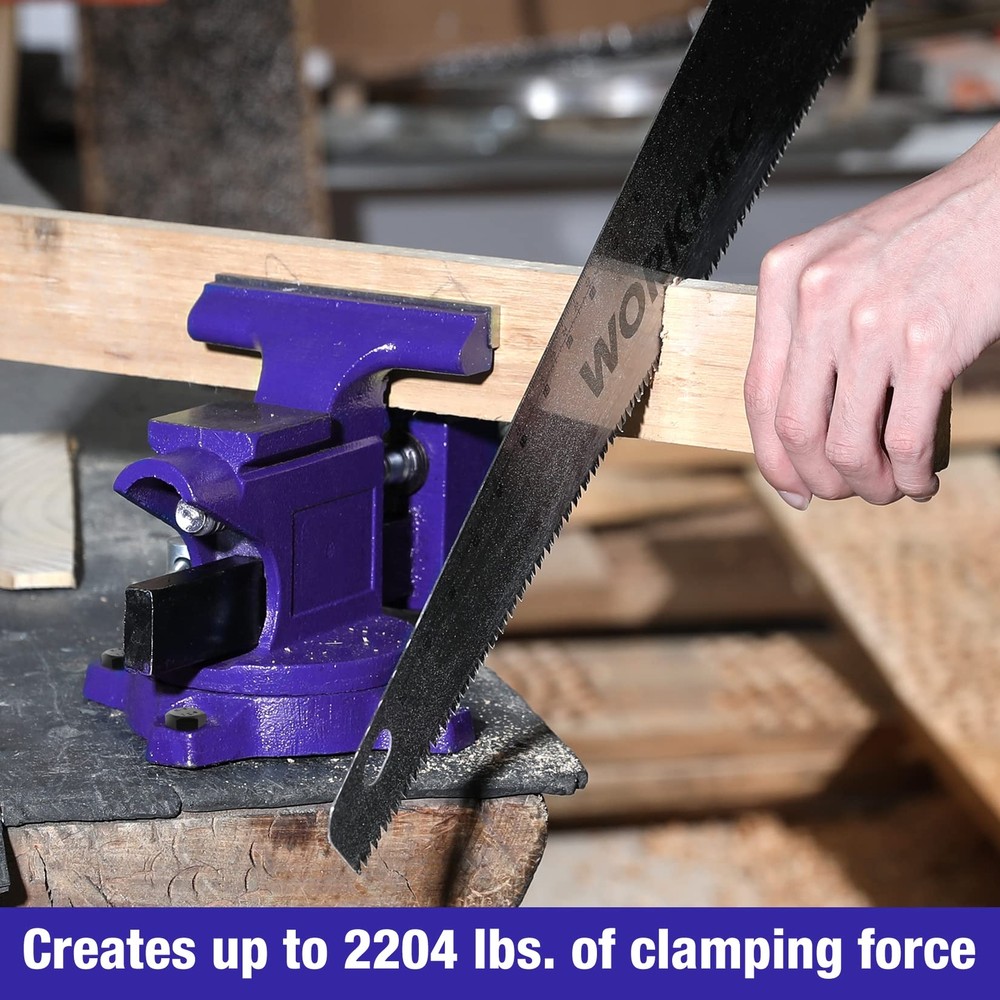 WORKPRO 4-1/2" Bench Vise Swivel Base for Versatile Workbench Pipe Home Projects