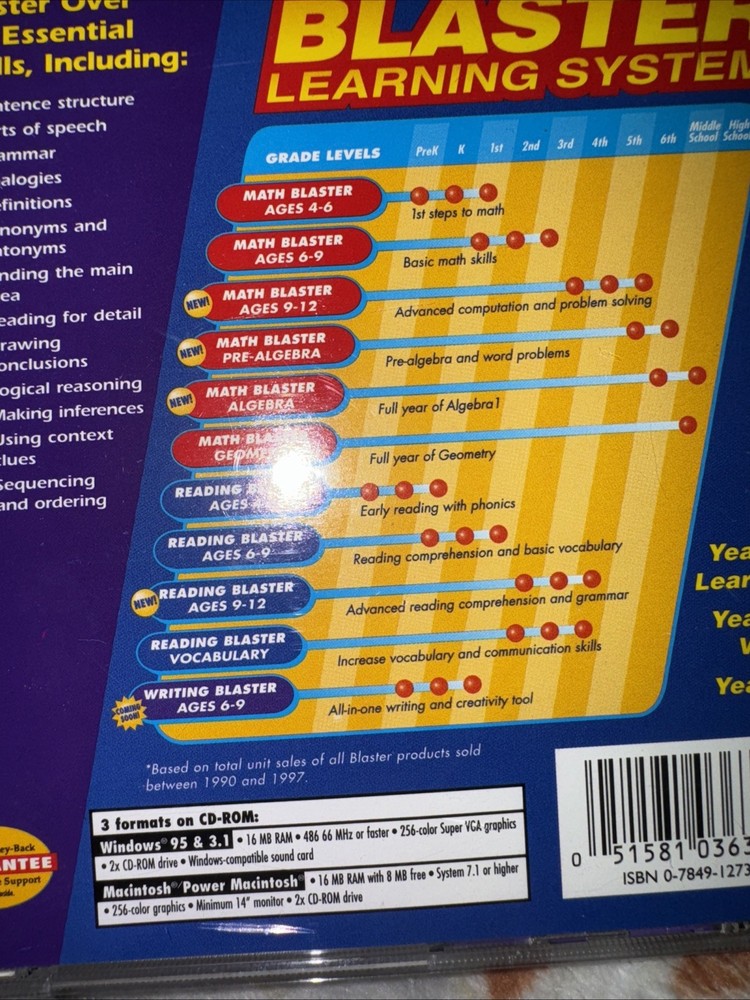 Knowledge Adventure Reading Blaster Ages 9-12 Grades 4-6 CD-ROM WIN/M