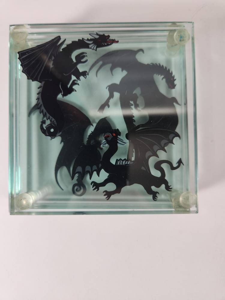 Glass Coasters With Dragon Silhouettes