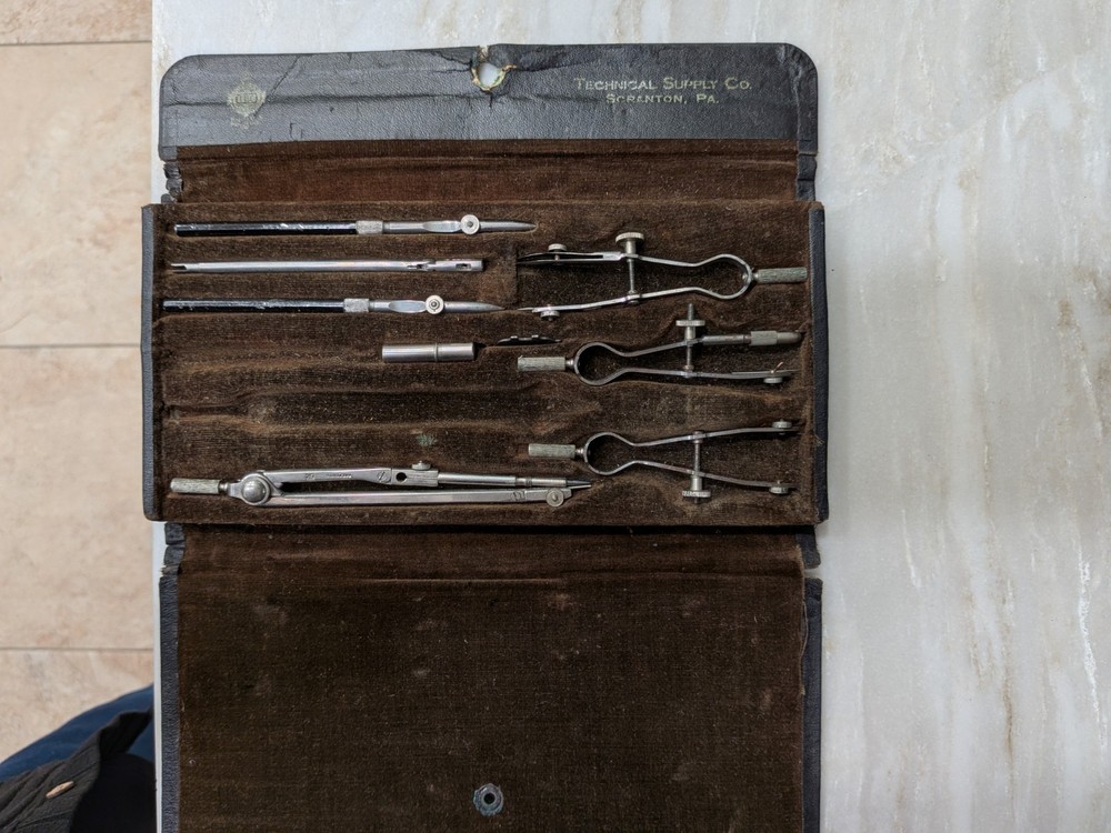 Vintage Drafting Set Compass Kit Technical Supply Co Scranton PA