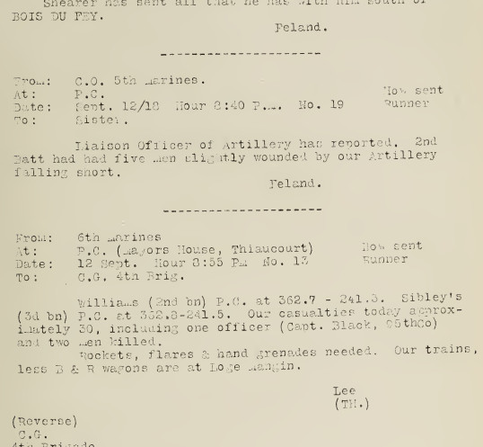 WW I 4th Marine Brigade 2nd Division Field Messages & Daily Reports Book RARE!!!