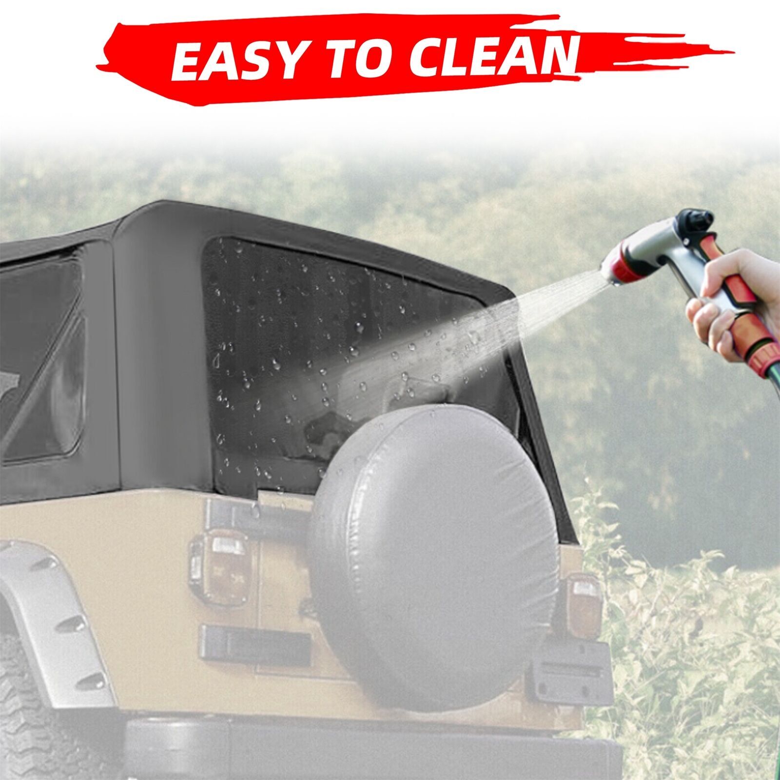 Front Rear Soft Top + Upper Skins Diamond Black For 97-06 Jeep Wrangler TJ 2 Dr