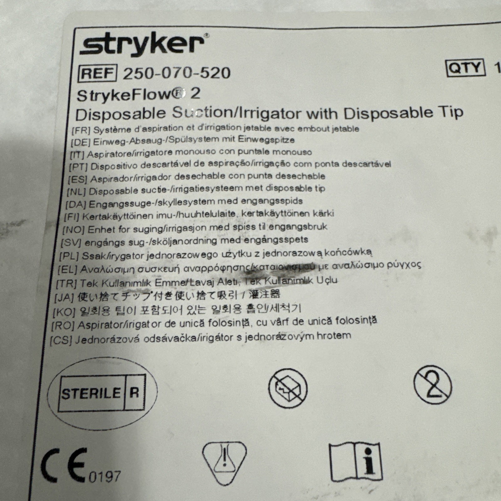 STRYKERFLOW 2 DISPOSABLE 250-070-520 SUCTION/IRRIGATOR W/ Disposable Tip