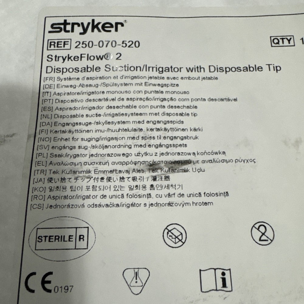 STRYKERFLOW 2 DISPOSABLE Ref 250-070-520 SUCTION/IRRIGATOR W/ Disposable Tip
