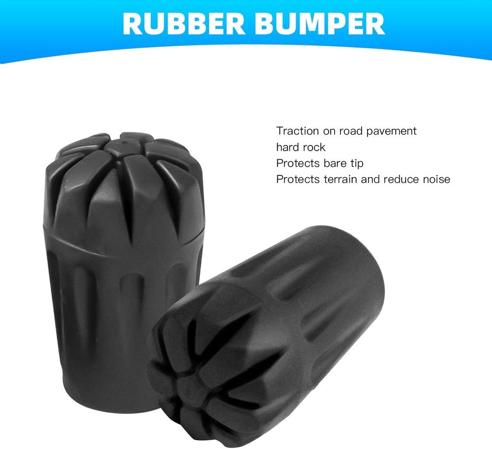6 Pack Hiking Walking Sticks Rubber Tips, Snow Baskets, or Replacement Tips Prot