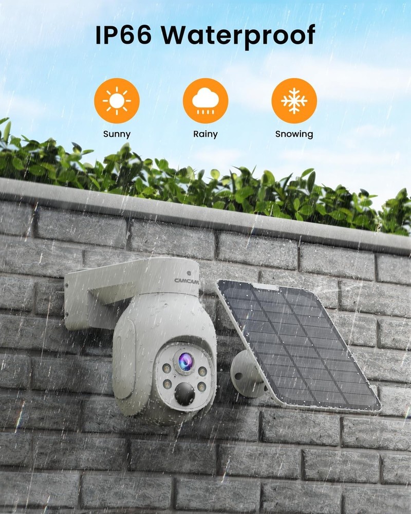 4MP WiFi Security Camera System Battery Solar Panel Wireless 2Way Talk Pan-Tilt