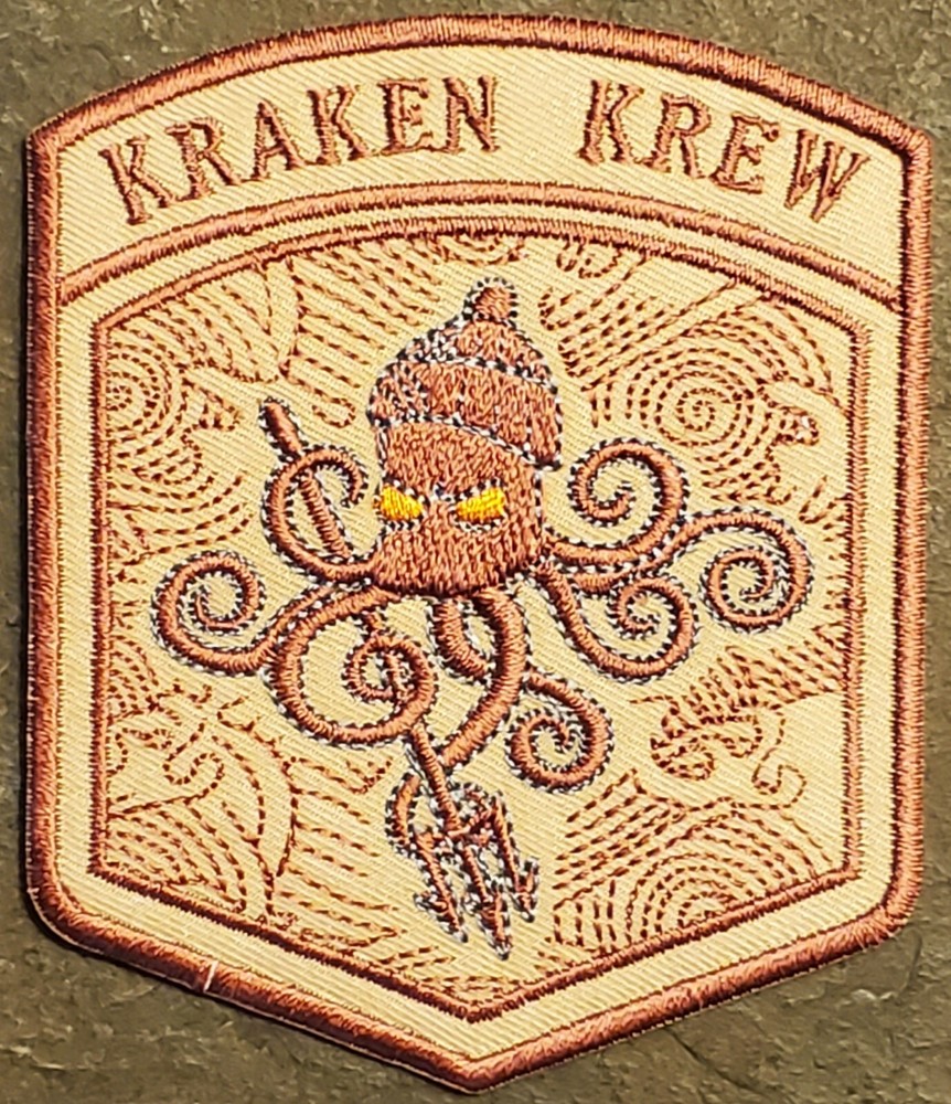 Kraken Krew 2020 Morale Patch DESERT SUBDUED Trident Version NEW! Hook & Loop