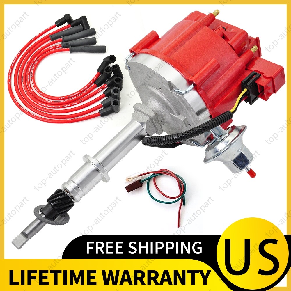 INLINE 6 232 258 4.2L 6 CYL HEI DISTRIBUTOR + RED WIRES USA FOR JEEP CJ5 CJ7 AMC