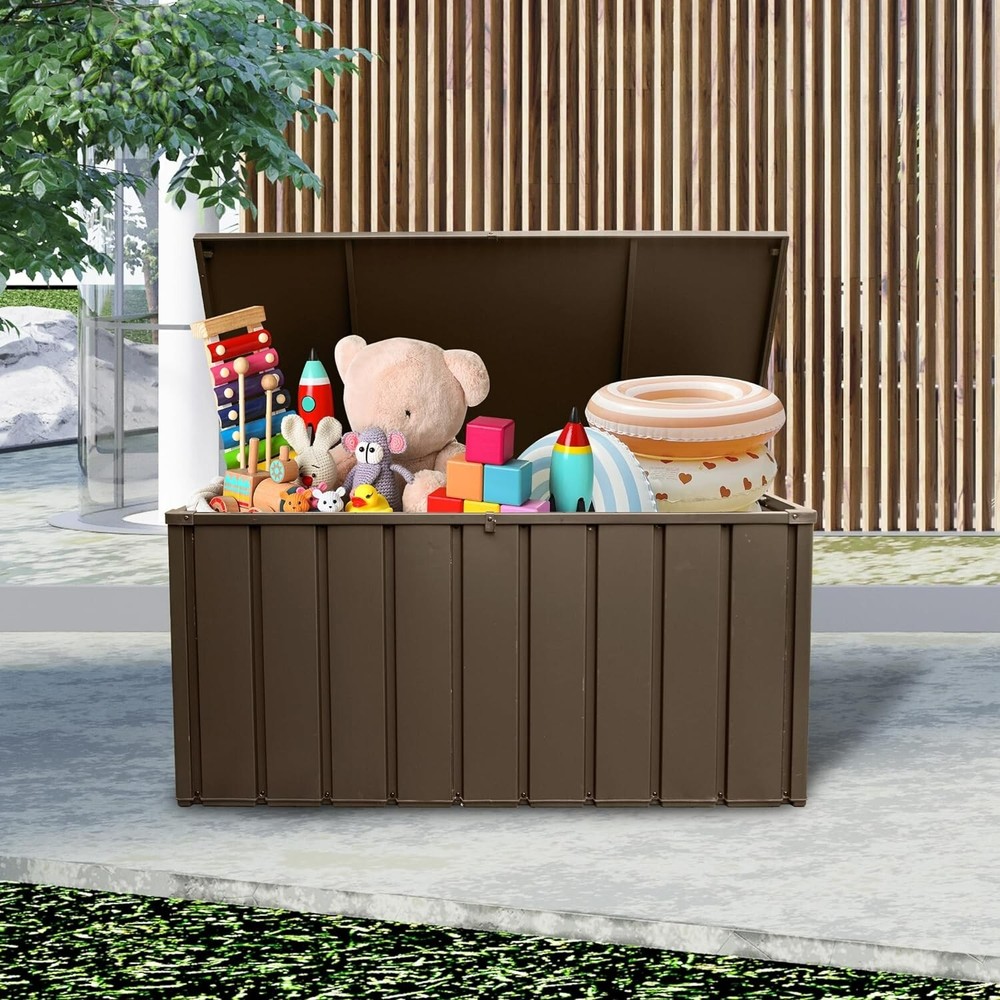 SHPAI 120 Gallon Deck Box, Lockable Storage Container with Galvanized Steel