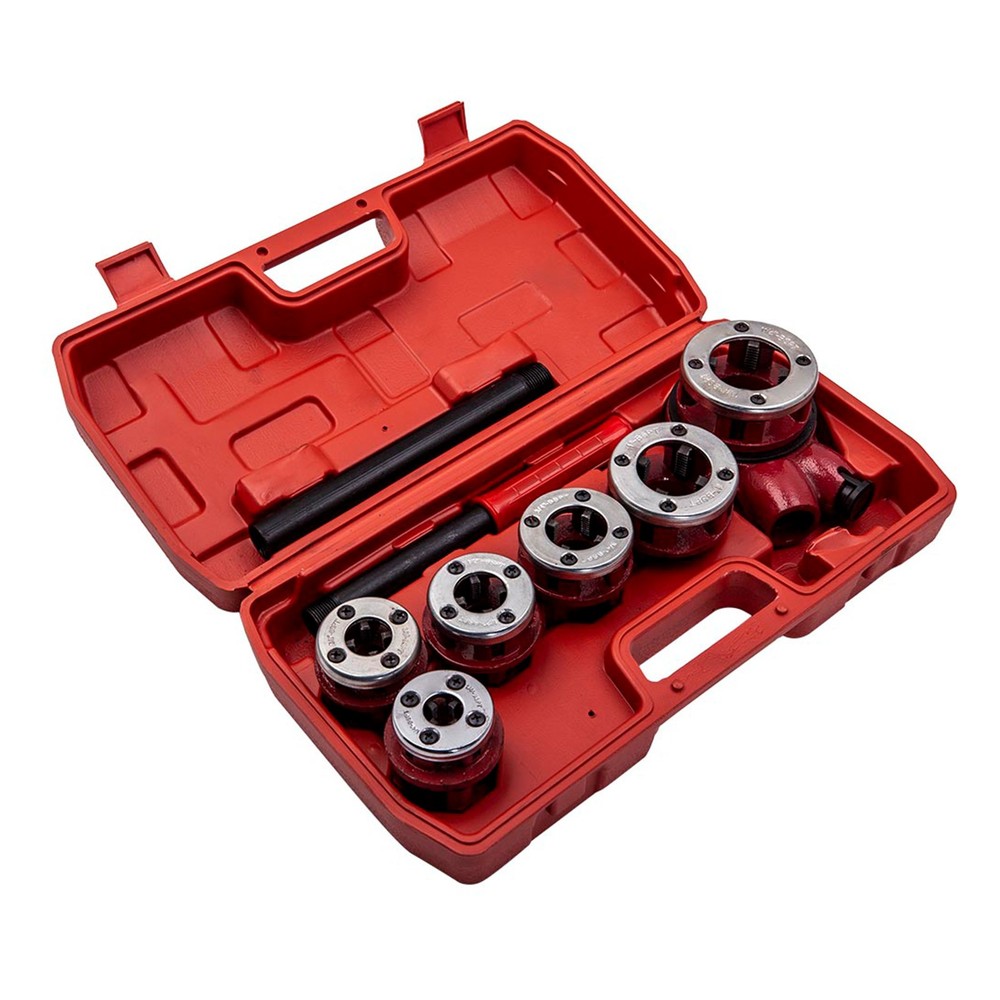 Pipe Threader Ratchet Die Bar Head Handle Tool Kit 1/4'' 3/4'' Pipe Threading