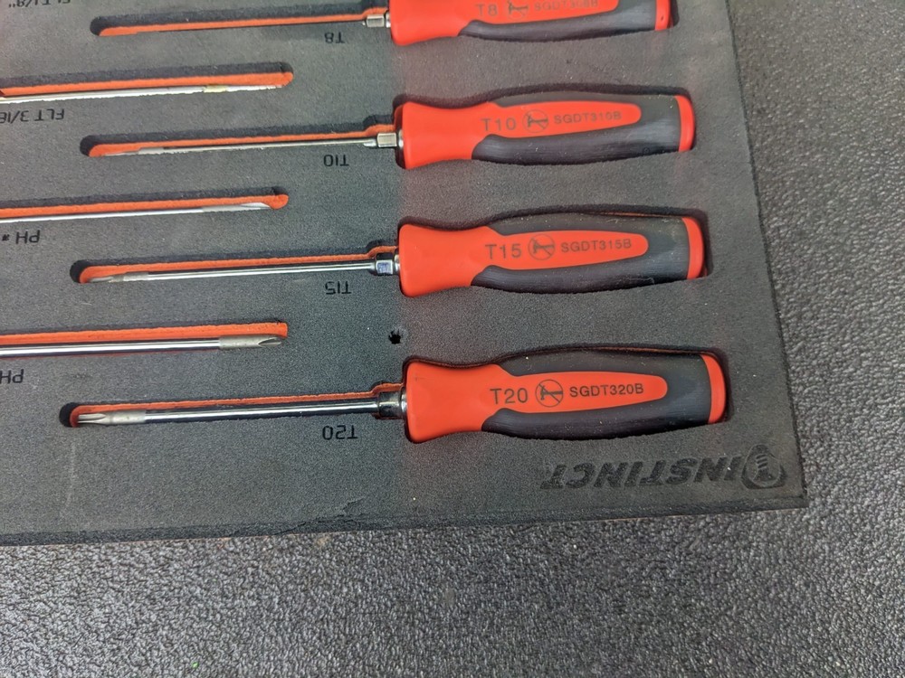 #bm411 Snap-on Mini Torx Flat Phillips Screwdrivers Set Foam Orange FMSGD03BO